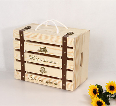松木紅酒木盒子包裝六支裝木箱通用酒盒進口葡萄酒箱木制中秋禮盒
