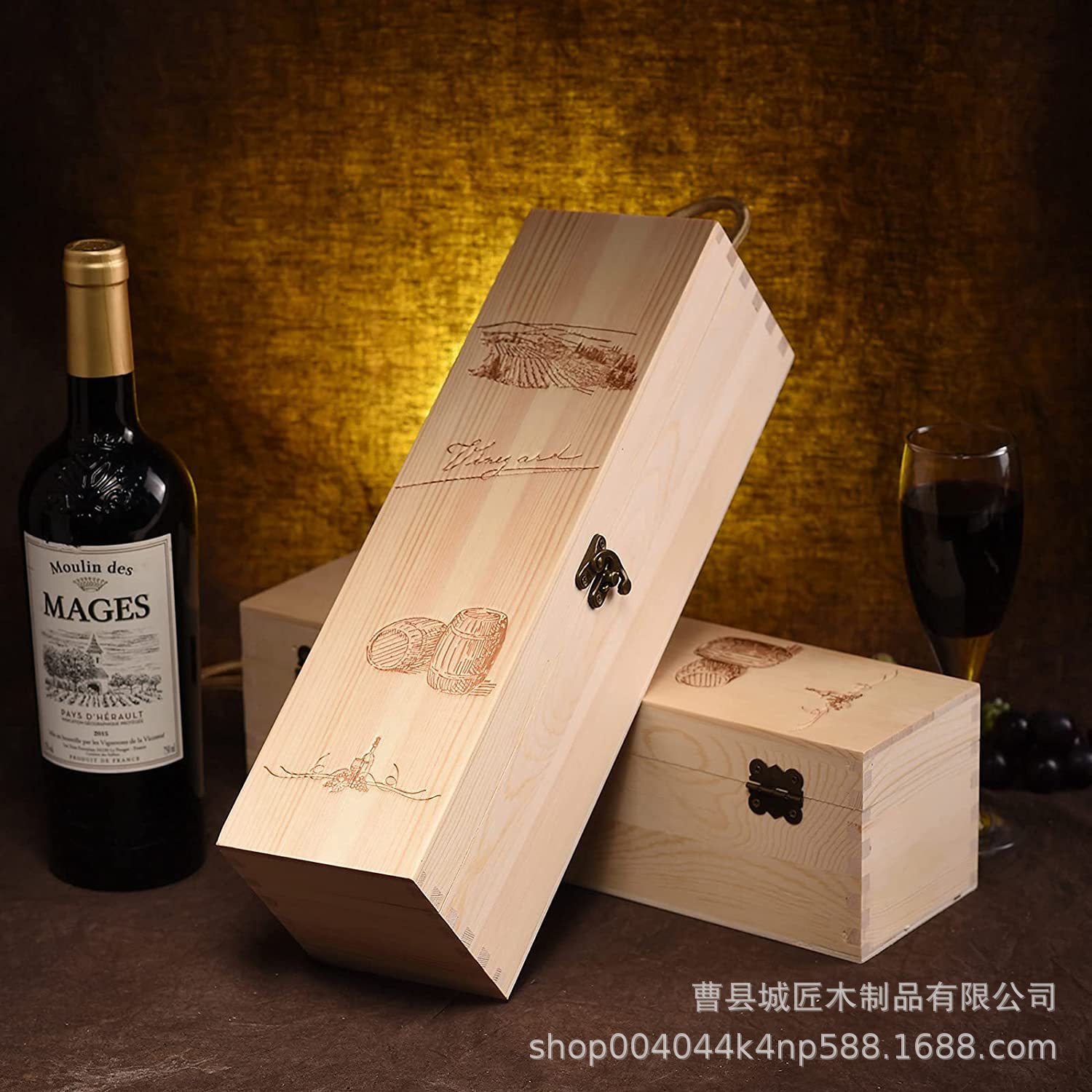 木質紅酒盒 手提式紅酒葡萄酒禮品包裝盒 單支裝紅酒木盒紅酒禮盒