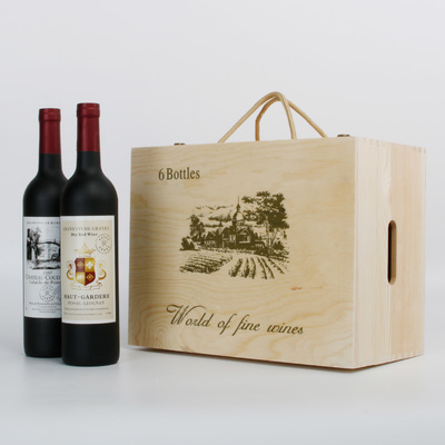 紅酒盒葡萄酒禮盒紅酒木箱子六支2紅酒木盒包裝盒手提紅酒箱6支裝